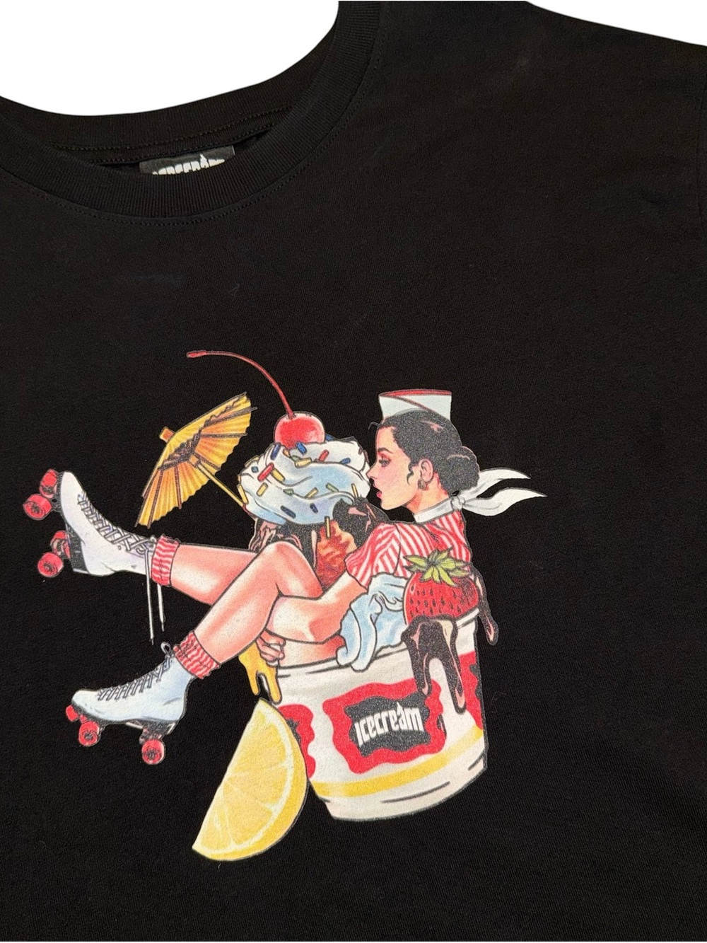 ICECREAM BBC Billionaire Boys Club Roller Girl Sundae T-Shirt Black Men's Large